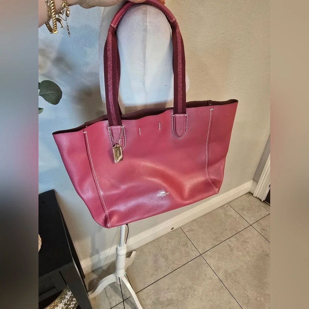 Coach Pebbled Leather Pink Derby Tote Bag